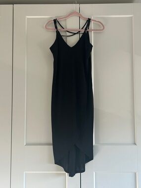 HYFVE Black Strappy High-Low Slip Dress